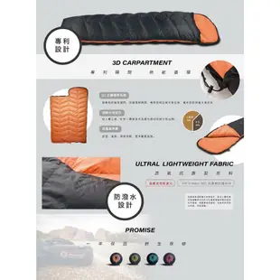 【露委會】Qtace 睡袋 QUEST 探索系列 620g 黑橘 Q1-6200 露營睡袋 居家 登山 羽絨睡袋