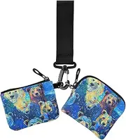 [miaozhen] Beauty Bears Blue Sky Dual Wristlet Wallets for Women Small Portable Zipper Wallet Coin Bag with Wristle Strap for Ladies 2 Pcs billetera para tarjetas de mujer, beauty Bears Blue sky, Modern