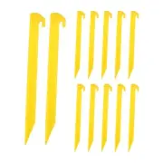 12Pcs Tent Stakes Plastic 12 Inch Camping Ground Pegs with Hook Yellow