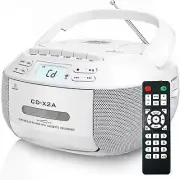 Portable CD Player, Boombox Cassette Player Combo with Bluetooth, FM Radio, U