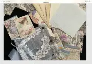 JUNK JOURNAL cover kit + EPHEMERA LOT MAGNIFICENT PAPER PILE lace PIECES buttons