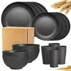 16pcs Unbreakable Wheat Straw Cutlery Set Reusable Dinnerware Kits Camping