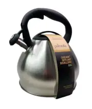 Primula Cascade Stainless Steel Soft Grip 3Qt Chrome Finish Whistling Tea Kettle