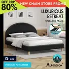 ALFORDSON Bed Frame Double Size Mattress Base Platform Black Leather CALLA