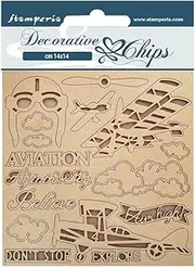 Stamperia Decorative Chips 5.5"X5.5"-Sir Vagabond Aviator Aviation -SCB130