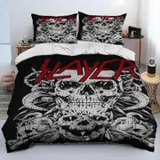 v1277 Bed Sheets Slayer Heavy Metal Band Music Comforter Bedding Set,Duvet Cover Bed Set Quilt Cover Pillowcase,King Queen Size Bedding Set Gift 3-Pie