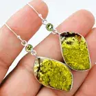 Green Opal Madagascar & Peridot 925 Sterling Silver Earrings Jewelry E-1002