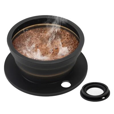 Paperless Collapsible Pour Over Coffee Dripper - Reusable Silicone Black