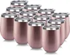Stainless Steel Wine Tumbler Bulk with Lid, Personalized Rose Gold Insulated Tum