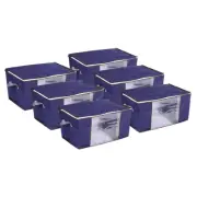 Clothing Storage Box Folding Storage Bag Clothes Organizer-Dark Blue 6pcs