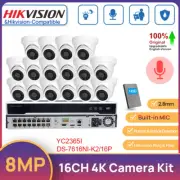 Hikvision 4K 16CH NVR Kit 8MP IR Security Camera System Wried POE Night Vision