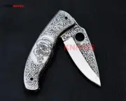 Premium Black Hand Forged Carbon Steel Handmade Engraved, Pocket ,Folding Knife