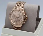 NEW AUTHENTIC MICHAEL KORS PILOT ROSE GOLD CHRONO CRYSTALS WOMEN'S MK7251 WATCH