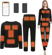 [IMYOGI] Cozy Electric Heated Underwears for Women, USB Battery Powered Heating Base Layer Outdoor Thermal Underwears with Battery