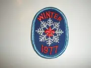 1977 generic WINTER event patch; snow flake design; mint