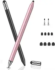 [MEKO] 3 in 1 Stylus Pens for Touch Screens, High Sensitivity & Precision Capacitive Stylus for Apple iPad iPhone Tablets Samsung Galaxy All Universal Touchscreen Devices (2 Pack-Black/Rose Gold)