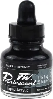 Daler-Rowney FW Pearlescent Acrylic Bottle Black - Acrylic Drawing for Artists a
