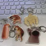 LT STEVE CUTE CHEEMS 寵物鑰匙扣 4-5CM 亞克力吊墜生日禮物 D 扣 SHIBA INU 包掛飾