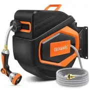 Retractable Garden Hose Reel, 1/2" x 100 ft Upgraded UV Resistant Water Hose