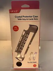 NEW Black Crystal Protector Skin Case For Nintendo Switch OLED w/grip card slots