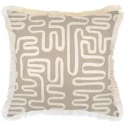 Cushion Cover-Coastal Fringe-Maze Taupe-60cm x 60cm