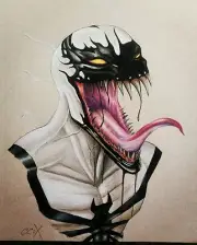 Handmade one of a kind art Colored pencil Antivenom Spiderman Marvel portrait