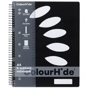 Colourhide A4 Recycled 5 Subject Book 250 Page Black