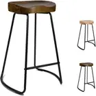 2 X Wooden Bar Stools 65Cm Dark Wooden Tractor Kitchen Counter Barstools Vintage