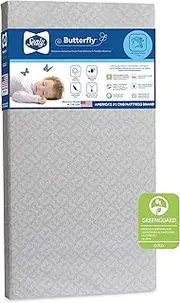 Sealy Baby Butterfly Crib Mattress Plus Toddler Bed Fit, Premium American Foam, Washable Easy to Clean Zip Off Cover, GREENGUARD Gold Certified, Safety & Quality Tested, Made in USA, 52'X28'