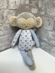Saro Baby Plush Monkey 12" Blue Gray Rattle Crinkle Ears Longlegs Toy Lovey Rare