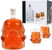 750ml Whiskey Decanter with 2 Glasses Transparent Glass Liquor Decanter Bottle Creative Whiskey Decanter and Glass Set for Whiskey Lovers