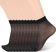 [JIEYAO] 10 Pair Women's Ankle High Sheer Socks, Sheer Ankle Nylon Socks One Size Soft Stocking Socks for Women