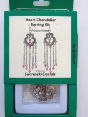 Earrings Kit Crystal Innovations Heart Chandelier Clear White Crystals