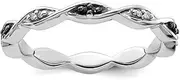 [Stackable Expressions] 925 Sterling Silver Polished Prong set Patterned Stackable Black and White Diamond Ring Size 8-Stackable-Ring for Women