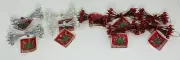 Christmas Vintage Ornaments Bead Pearl Red White Silver