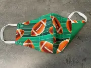 Reversible/Reusable 2-in-1 Two Way All over Footballs Face mask Green/Brown