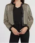 EXPRESS Gold Black Trim Sequin Embellished Contrast Jacket Blazer Cardigan Sz XS