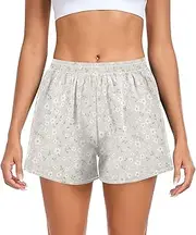 [FRODOTGV] Gray White Small Flowers Womens Athletic Shorts Ouick Dry Work Out Shorts for Running Lounging Fishing Hiking S, Gray White Small Flowers, Medium