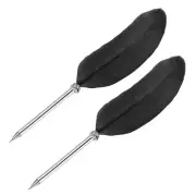21cm/8" Feather Ballpoint Pen 2Pcs Ink Vintage Quill Pen Refined Black