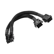 Dual 6 Pin Female to 8 Pin Male GPU Power Adapter Cable Braided Sleeved 20cm Power Sleeved Cable Black