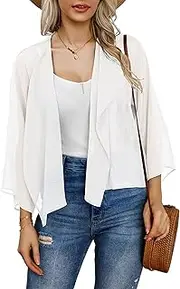 [rosemia] Womens Summer Tops Short Shrugs Kimono Cardigans Casual Chiffon Bolero Jackets
