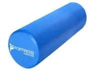 Fortress Round Foam Roller (45x15cm) w/ Exercise Chart - Solid Blue
