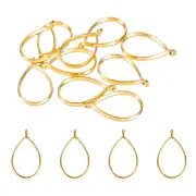 50Pcs Drop Shape Alloy Open Back Bezel Pendants Resin Frame Gold Tone