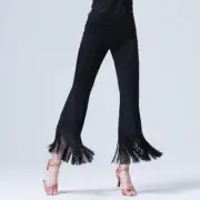 Women Dance Pants Tassel Fringe Trousers Latin Samba Rumba Cha Dancewear