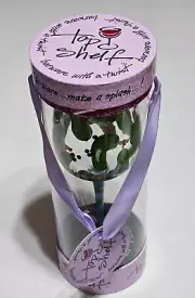 Hand Painted Wine Glass with Golf Course Motif by Top Shelf New in Box