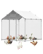 VEVOR Metal Chicken Coop 6.56x6.56x6.56ft Walk-in Chicken Run with Cover Roof