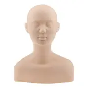 Soft Silicone Mannequin Manikin Head with Shoulder Bone Face Body Massage Training Eyelash beige