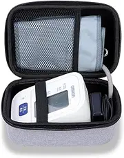 Ginsco Universal Hard Shell Case for Blood Pressure Monitor, Compatible with Omron Bronze/iHealth/Oklar, Portable Carrying Travel Case with Handle, Mesh Pocket for Cuff/Batteries/Charger (Gray, M)