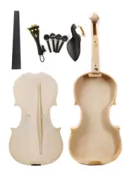 1 set White Violin Flame Maple Spruce Fretboard Ebony Fitting Unglue Violin Top