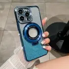 For iPhone 16 Pro Max 14 13 12 11 Clear Crystal Diamond Case MagSafe Ring Cover
